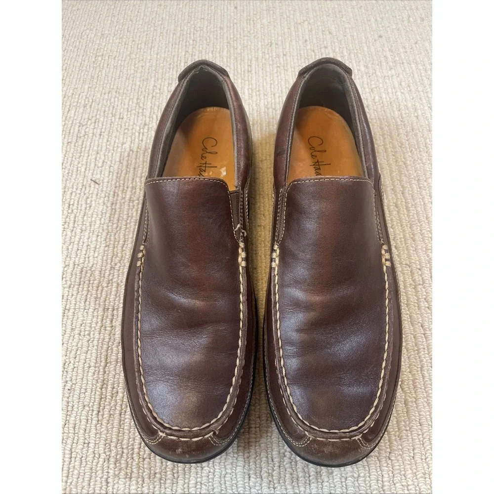 COLE HAAN Men's 9.5 Tucker Venetian Leather Brown Driving Moccasin Loafers